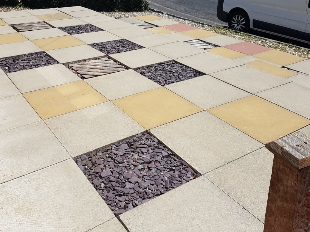 Colwyn Bay - cleaning paving slabs.